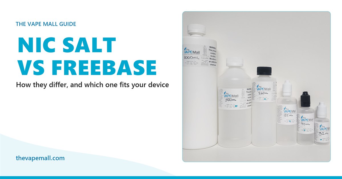 Nic salt vs freebase guide: The Vape Mall e-liquid bottles in six sizes