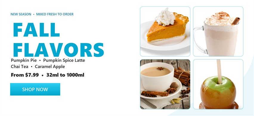 Fall flavors: Pumpkin Pie, Pumpkin Spice Latte, Chai Tea, Caramel Apple