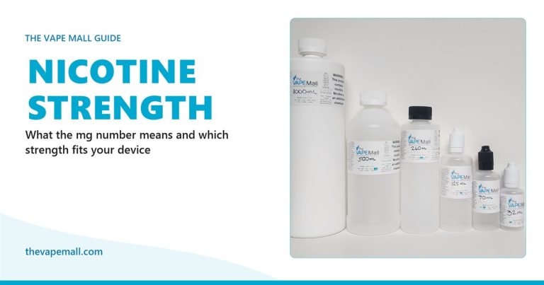 Nicotine strength guide: The Vape Mall e-liquid bottles from 32ml to 1000ml