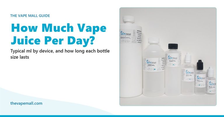 The Vape Mall e-liquid bottles from 32ml to 1000ml